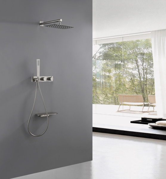 Душевая система скрытого монтажа с термостатом и изливом Abber Rund AF8750SP сатин фото