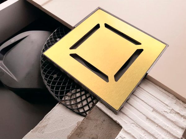 Душевой трап Berges Wasserhaus Platz Norma 092158 10x10 см, золото фото