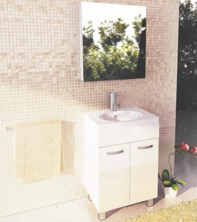 Зеркало-шкаф Comforty Диана-60 белый глянец фото