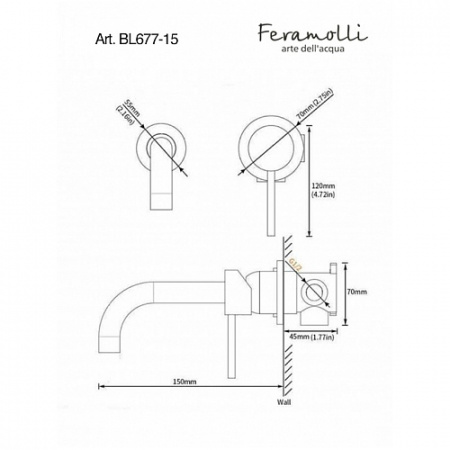Смеситель для раковины встраиваемый Feramolli BL677-15 фото