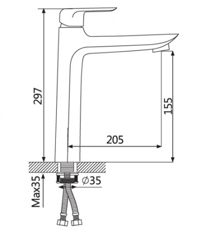 Высокий смеситель для раковины Oute T102 T10201-1 фото