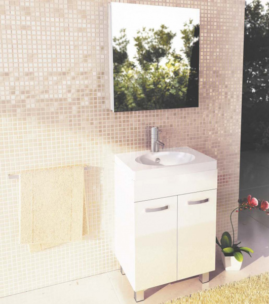 Зеркало-шкаф Comforty Диана-60 белый глянец фото