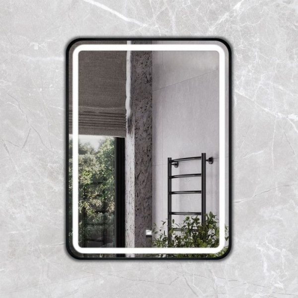 Зеркало с подсветкой, сенсорным выключателем и подогревом Comforty Ситара-60 00-00017861 черное матовое фото