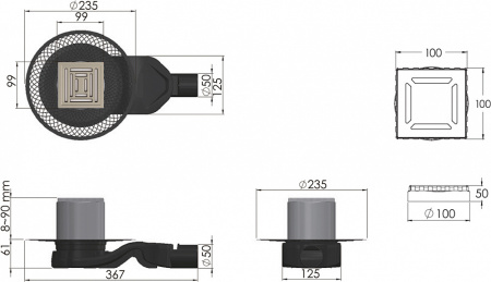 Душевой трап Berges Wasserhaus Platz Uno 090169 10x10 см фото