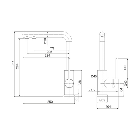 Смеситель для кухни под фильтр Iddis Rule RULBLLFi05 черный матовый фото