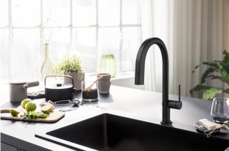 Смеситель для кухни с подключением к фильтру Hansgrohe Aqittura 76803670 черный матовый фото