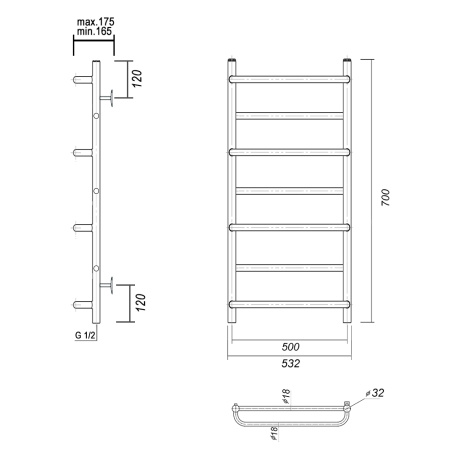 Полотенцесушитель водяной Domoterm Орфей Орфей П7 500x700 фото