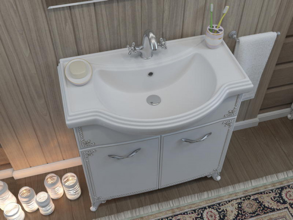 Тумба под раковину Kaksa Классик-Д 004067 80 см серебро фото