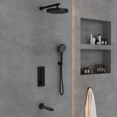 Душевая система скрытого монтажа с термостатом Vincea Inspire VSFW-433TI5MB черная матовая фото