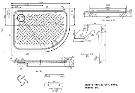 Поддон для душа Cezares Tray TRAY-S-RH-120/90-13-W-R 120х90 R фото