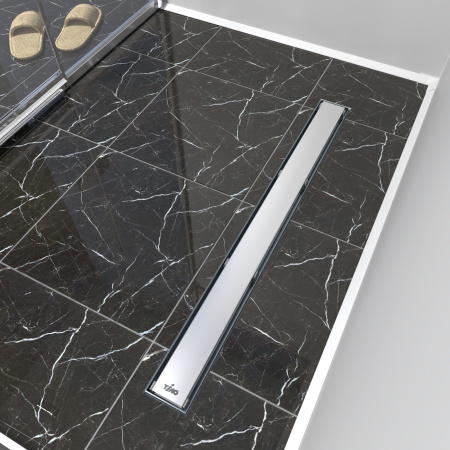 Душевой лоток Timo Drain Protect 90 DP20900-PG20900 с двусторонней панелью PG20 под плитку, сатин фото