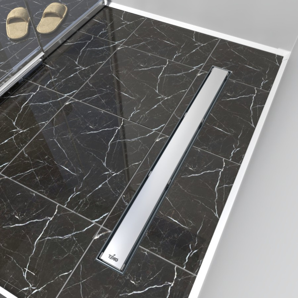 Душевой лоток Timo Drain Protect 80 DP20800-PG20800 с двусторонней панелью PG20 под плитку, сатин фото