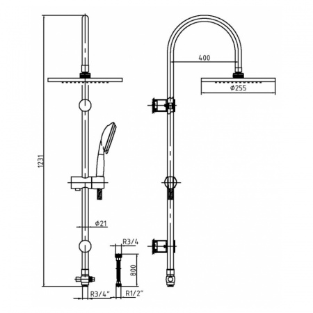 Душевая система (стойка) E.C.A. 102158002 фото
