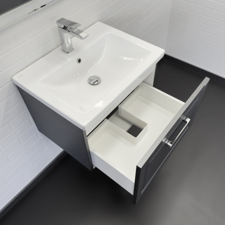 Тумба с раковиной Comforty Бросно-60П 00-00020428 оружейная сталь фото