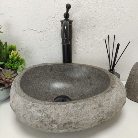 Накладная раковина из речного камня RS01453 (42*32*15) фото