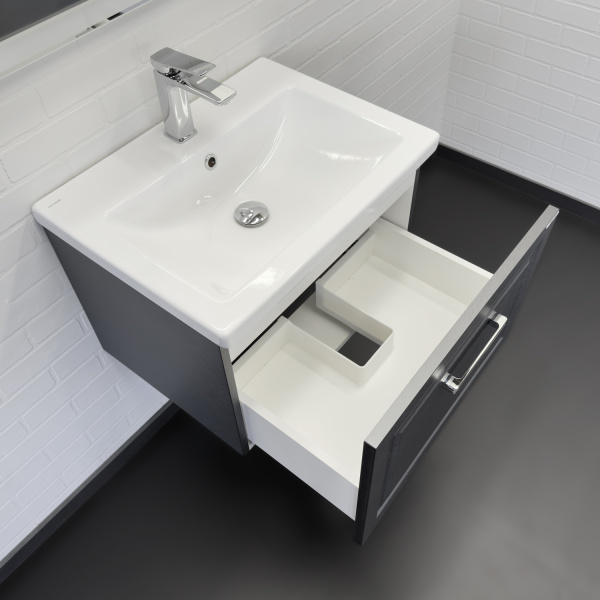 Тумба с раковиной Comforty Бросно-60П 00-00020428 оружейная сталь фото