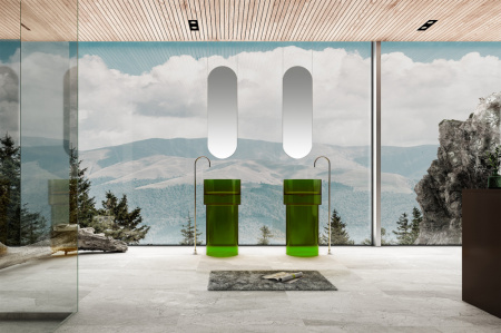 Напольная раковина из полиэфирной смолы Abber Kristall AT2701Emerald-H зеленая фото