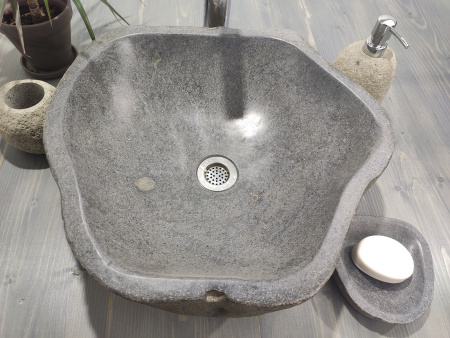 Накладная раковина из речного камня RS386 (46*43*15) фото