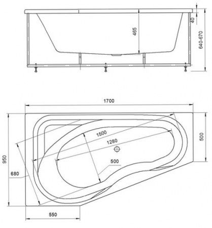 Акриловая ванна Aquatek Медея с гидромассажем 170х95 L фото