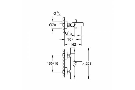 Термостатический смеситель для ванны с душем Grohe Grohtherm 800 Cosmopolitan 34766000 фото