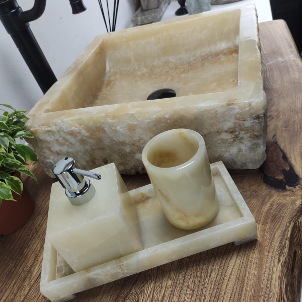 Накладная раковина из оникса Scuare Yellow SO-00903 (40*40*13) фото