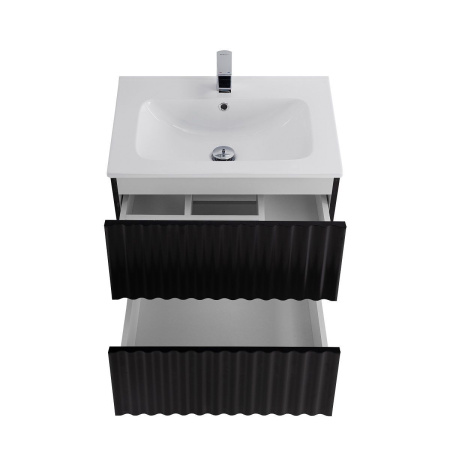 Тумба под раковину Art&Max Elegant AM-ELEGANT-600-2C-SO-NM-LED черная матовая / с подсветкой фото