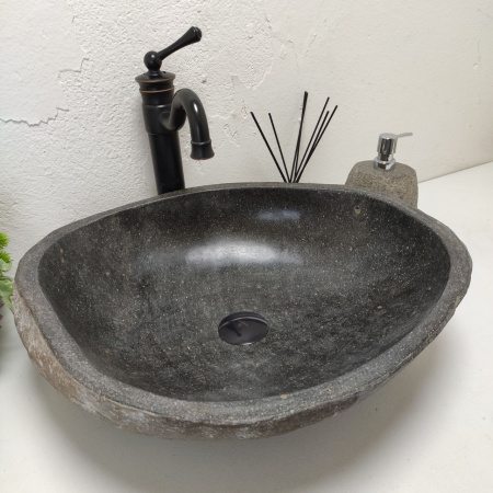 Накладная раковина из речного камня RS01520 (51*45*15) 50E фото