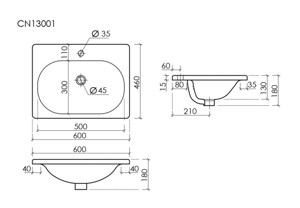 Раковина Ceramica Nova Sabo CN13001 60x46 фото
