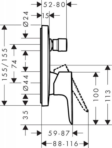 Смеситель для ванны и душа Hansgrohe Talis E 71474990 фото