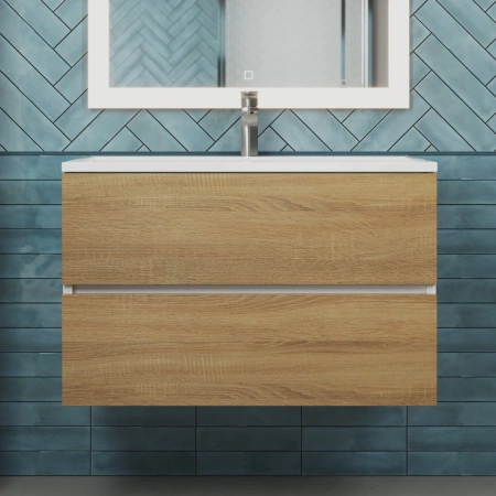 Тумба под раковину Uperwood Barsa 80 293020532 белая/дуб сонома фото