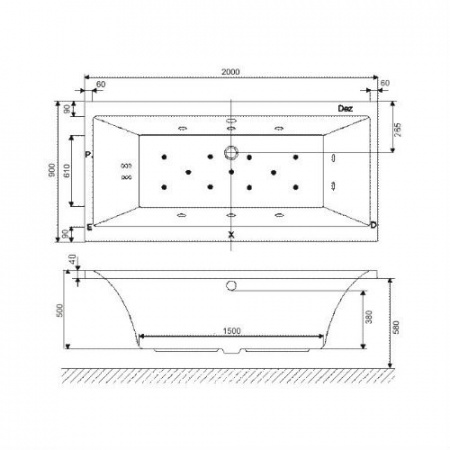 Акриловая ванна Excellent PRYZMAT 200x90 WAEX.PRY20WH фото