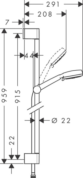 Душевой гарнитур Hansgrohe Crometta 100 Vario 26657400 90 см фото