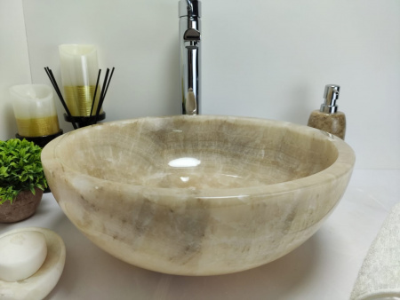 Накладная раковина из оникса Indo Bowl Grey Small TinLip BO-00329 фото
