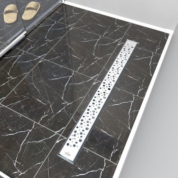 Душевой лоток Timo Drain Protect 90 DP20900-DR20900 с перфорированной решеткой DR20, сатин фото