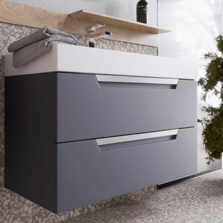 Тумба с раковиной Aqwella 5 Stars Cube CUB0109GR 90 см серый фото