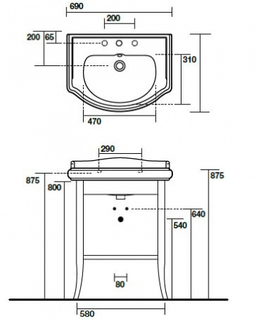 Консоль под раковину Kerasan Retro 735040 noce фото