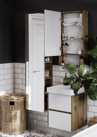 Зеркало-шкаф Акватон Адриана 45 1A252002SDZ90 белый/дуб рустикальный фото