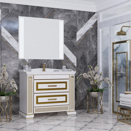 Тумба с раковиной Opadiris Оникс 100 00-00003548 с золотой патиной фото