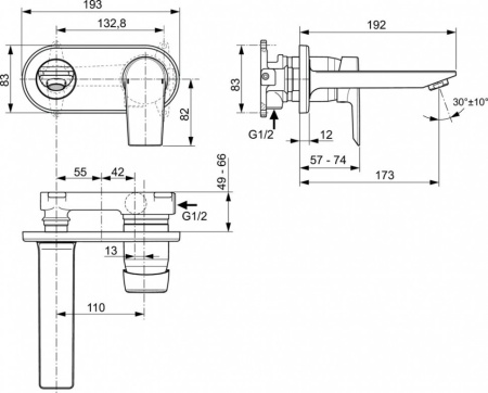 Встраиваемый смеситель для раковины Ideal Standard TESI A6578AA фото