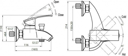 Смеситель для ванны с душем Cezares Turbolenza TURBOLENZA-VD-01 фото