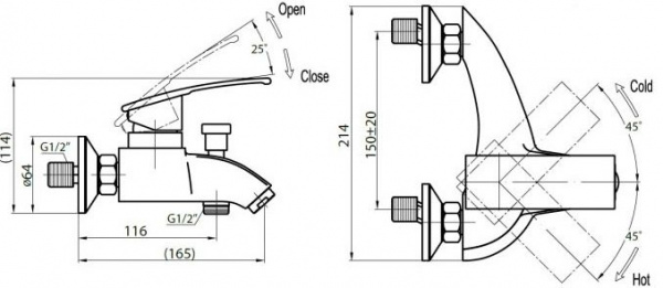Смеситель для ванны с душем Cezares Turbolenza TURBOLENZA-VD-01 фото