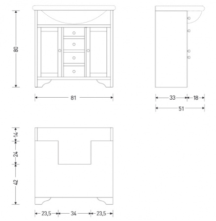 Тумба под раковину Eban Eleonora FBSEL086-B 85 см фото