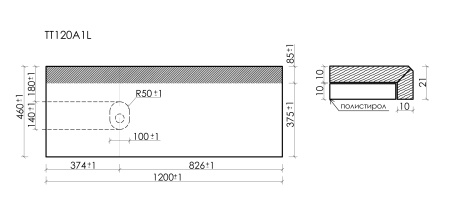 Столешница без отверстия под смеситель Sancos TT120A1L 120 см, black sky фото