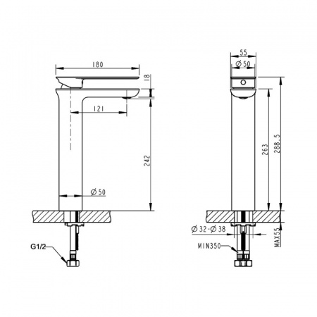 Высокий смеситель для раковины Bravat Gina F165104C-A-ENG фото