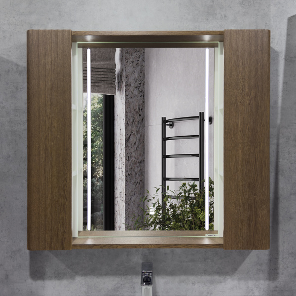 Зеркало-шкаф Comforty Ангара-90 00-00019939 дуб темно-коричневый фото