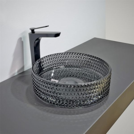 Накладная раковина из стекла Comforty GL03 00-00011841 36x36 черное стекло фото