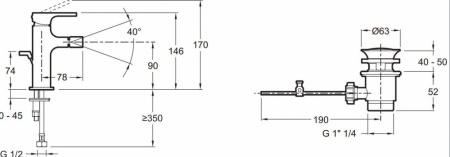 Смеситель для биде Jacob Delafon Strayt Mini E8777-CP фото