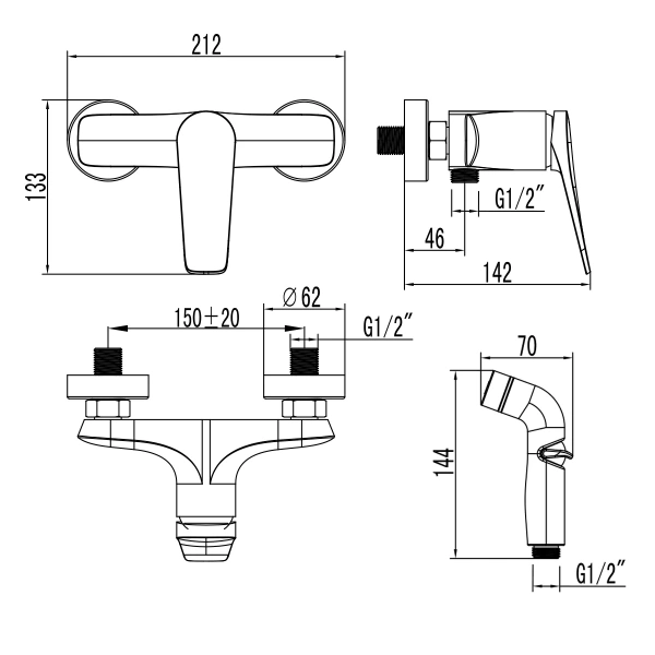 Гигиенический душ со смесителем Lemark Bronx LM3718GM фото