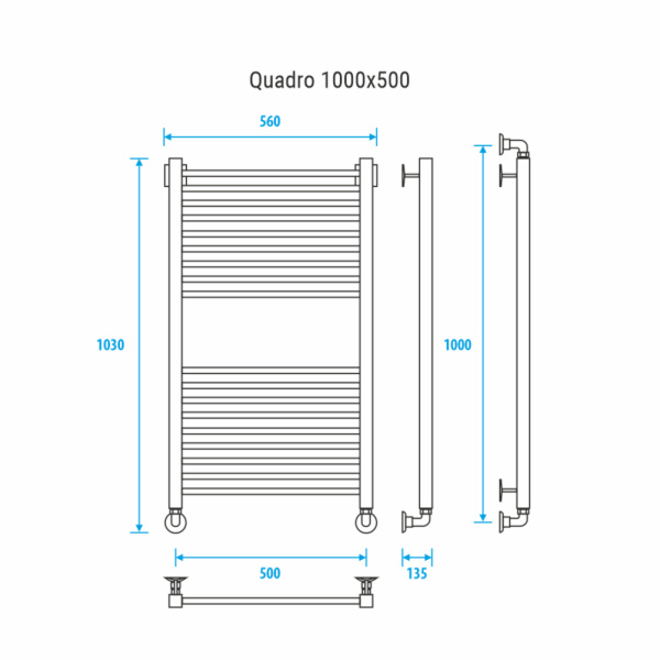 Водяной полотенцесушитель Energy Quadro 100x50 EWTR0QUAD1005000000 фото
