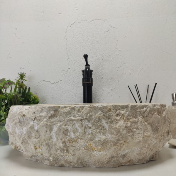 Накладная раковина из мрамора Erozy Cream EM-01573 (50*40*15) фото